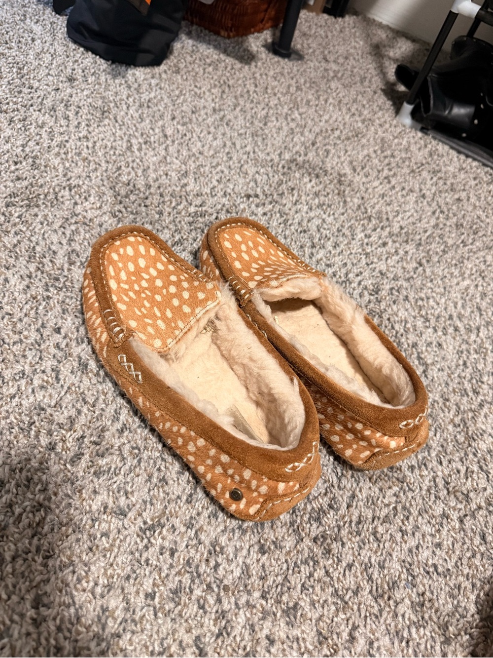 UGG Chestnut Brown Faux-Fur Moccasin Slippers